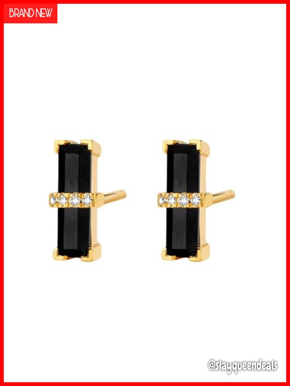 18-Carat Yellow Gold Vermeil Sterling Silver Black Onyx Diamond Drop Dangle